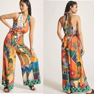 Farm Rio Halter Wide Leg Jumpsuit